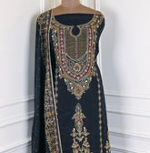 Organza Black Unstitched Suit